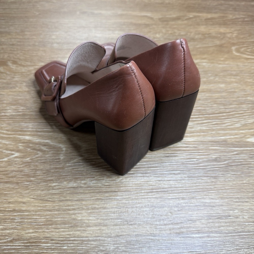 Louise et Cie Brown Leather Buckle Loafers ~ 4" Heel - Picture 4 of 8